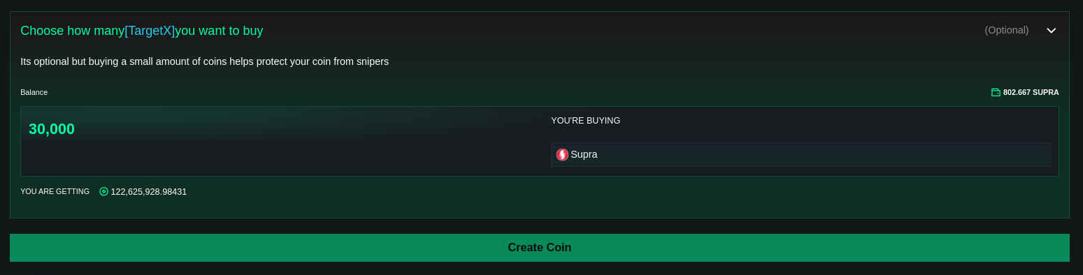 Initial Buy Interface