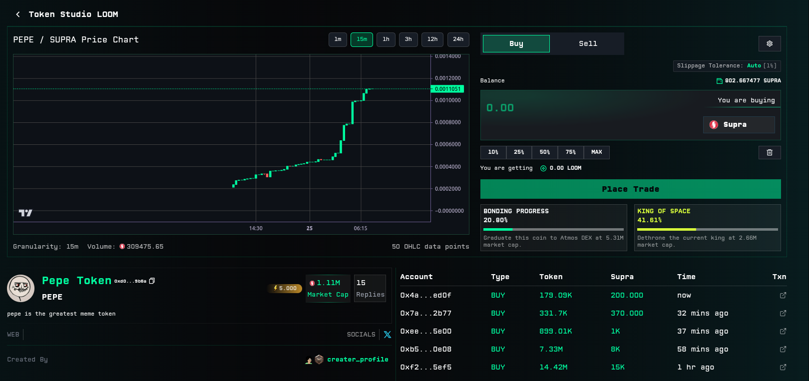 Token Details Interface